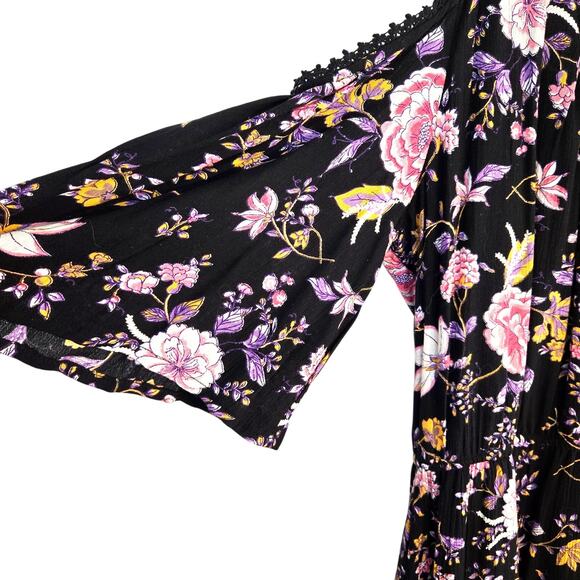 Speed Control Women's Dress Large L Black Sun Bell Sleeves Misses Size 12 14 - Picture 3 of 7